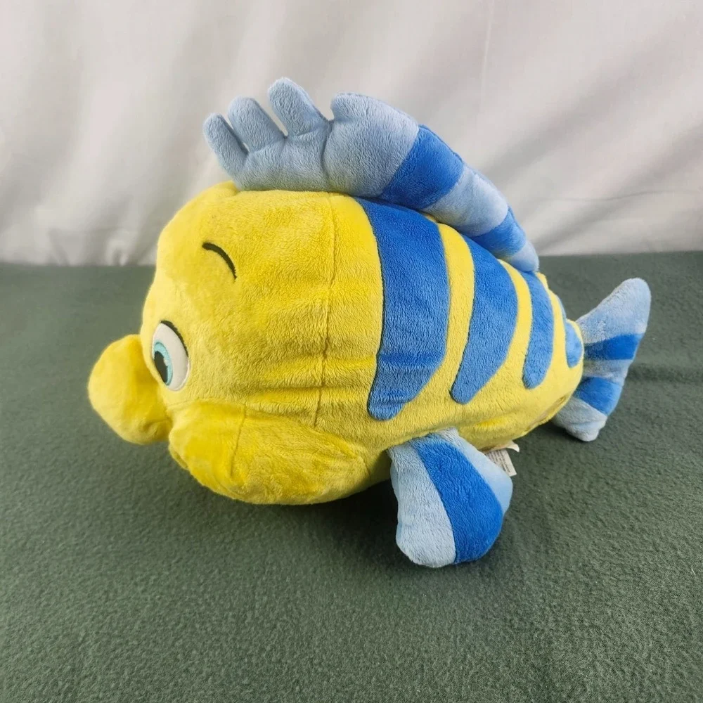 Disney Store Flounder Plush Stuffed Animal Little Mermaid Ariel Yellow Blue Fish